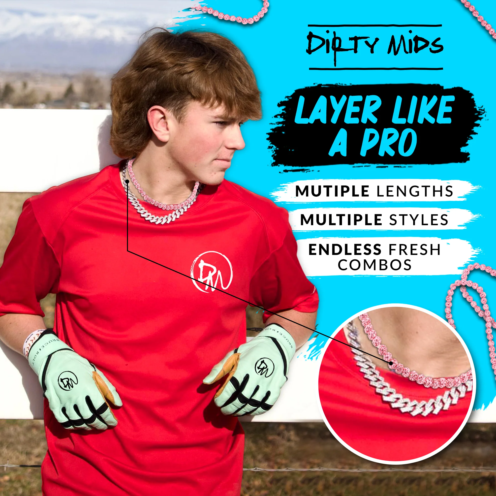 Cotton Candy - Dirty Mids ICE Collection Baseball Necklace - Image 5